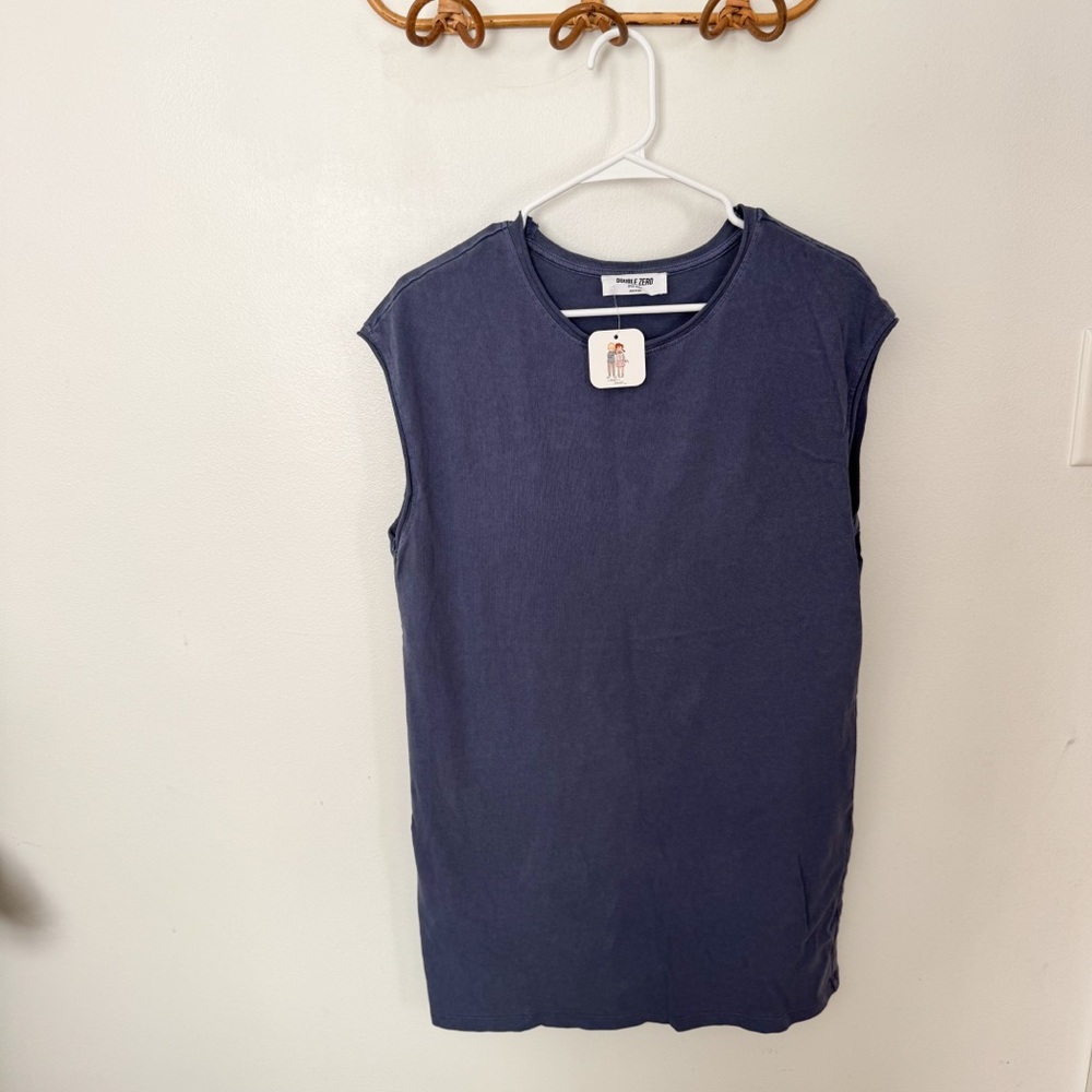 NEW-Double Zero blue sleeveless cotton dress S